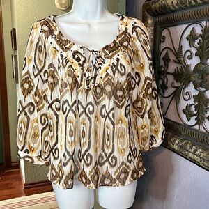 Alfred Dunner Cutest Sheer Multicolor Beaded 3/4 sleeve Top - Sz 14P